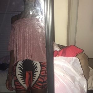 lush pink off the shoulder shirt